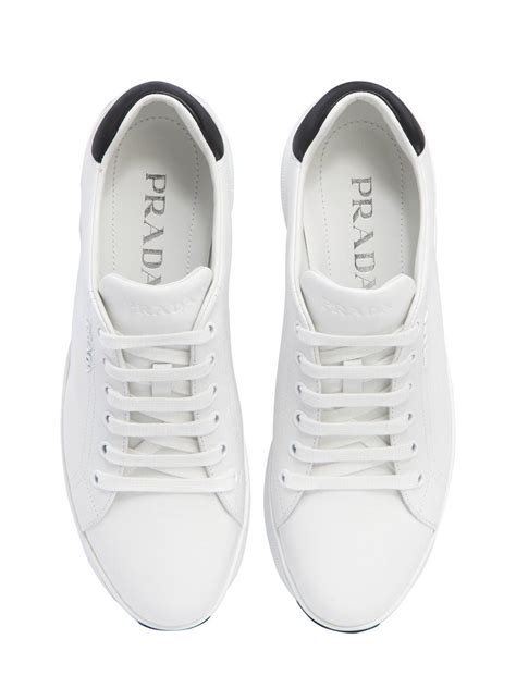 white prada shoe|prada leather sneakers women's.